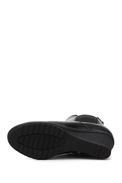 GÖNDERİ(R) Women/Girls Black Zippered Wedge Heeled Genuine Leather Chelsea Boots