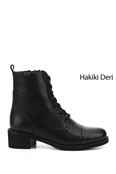 GÖNDERİ(R) Kadın / Kız Siyah Fermuarlı Kauçuk Taban Hakiki Deri Postal Bot