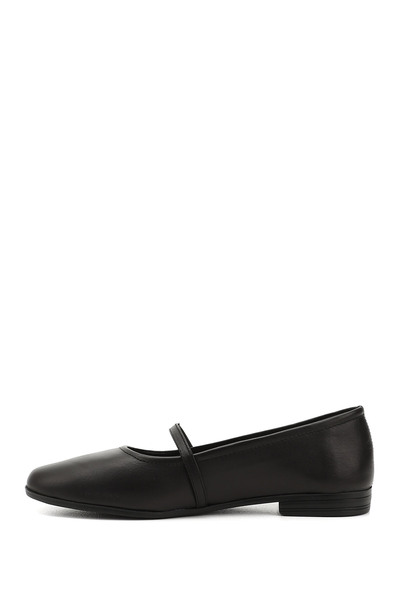 GÖNDERİ(R) Women's Black Mary Jane Genuine Leather Ballerinas