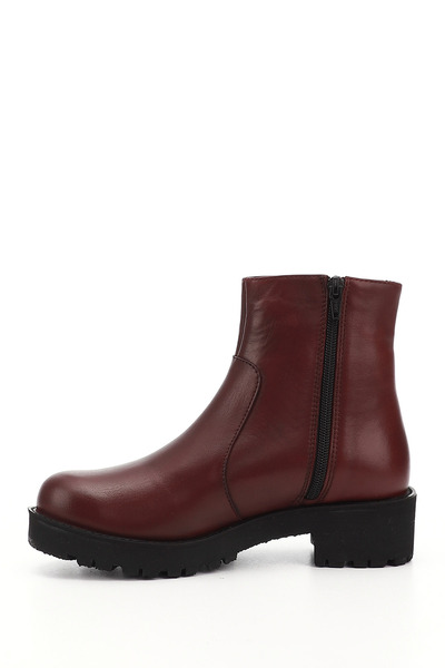 GÖNDERİ(R) Women/Girls Burgundy Antique Zippered Thick Heeled Genuine Leather Boots