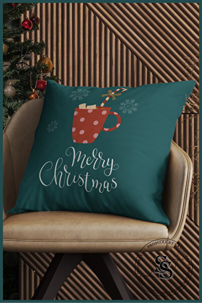 SasoHome Winter Leaves and Snowflakes Background Patterned Digital Printed Throw Pillow Cover