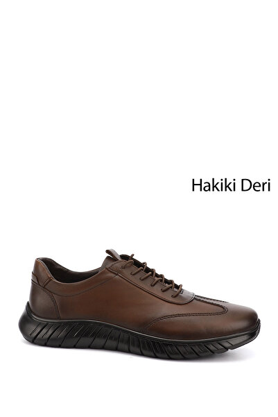 GÖNDERİ(R) Men's Tan Antique Lace-Up Rubber Sole Genuine Leather Sneakers