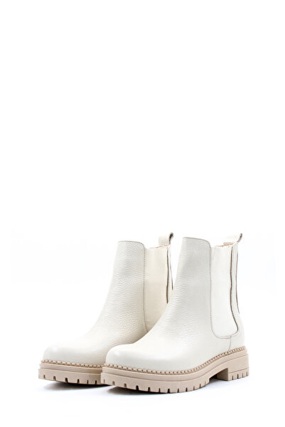 TUGERDİ Tugerdi Genuine Leather Cream Thermo Sole Classic Chelsea Women's Boo...