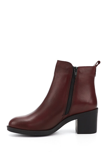 GÖNDERİ(R) Kadın / Kız Bordo Fermuarlı Kalın Topuklu Hakiki Deri Bot
