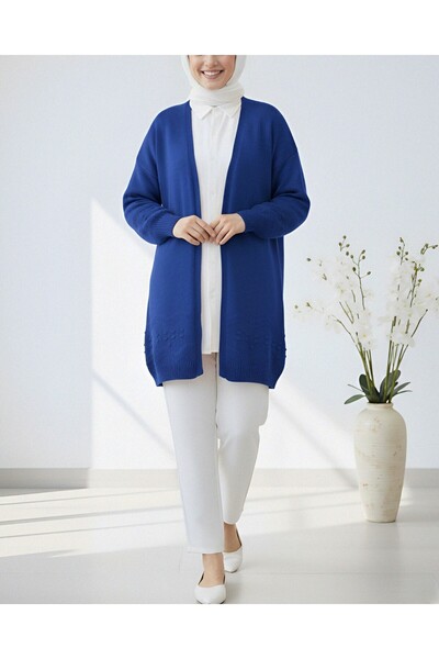 Modamorfo Kötött kardigán pomponokkal a ujjakon és a szoknyán -Saks