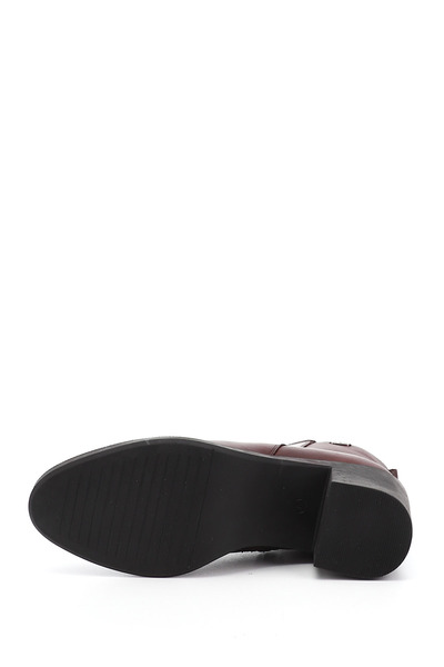 GÖNDERİ(R) Kadın / Kız Bordo Fermuarlı Kalın Topuklu Hakiki Deri Bot