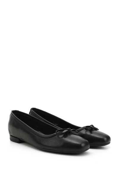 GÖNDERİ(R) Women / Girls Black Bow Genuine Leather Ballerinas