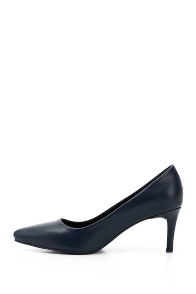 GÖNDERİ(R) Women's Navy Blue Platinum Pointed Toe Thin Heeled Genuine Leather Stiletto