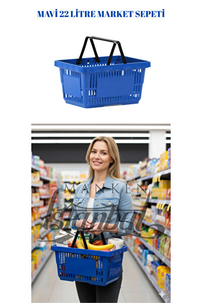 Manken İstanbul 22 Litre 5 Adet Market Sepeti, Alışveriş Sepeti, Saplı Market...