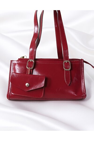 Aura Collection Online Ruby Textured Faux Leather Claret Red Shoulder Bag