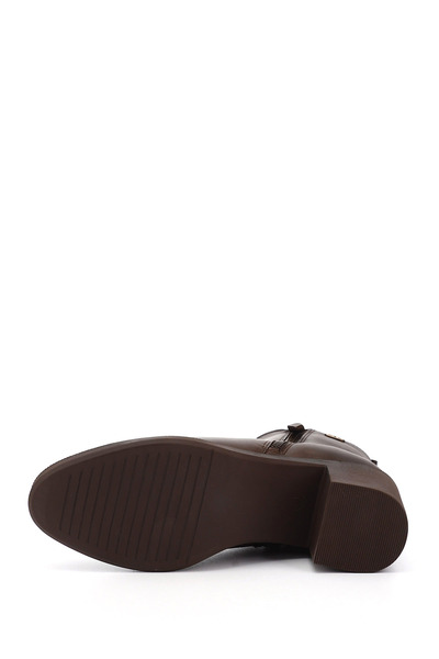 GÖNDERİ(R) Γυναικείες / Κορίτσια Καφέ Μπότες με Χοντρό Τακούνι Γνήσιο Δερμάτινο Φερμουάρ