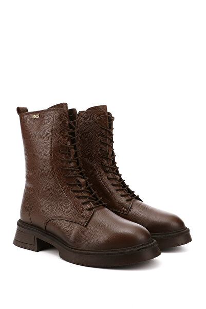 GÖNDERİ(R) Női/lányos barna úszócipzáras vastagtalpú valódi bőr csizma