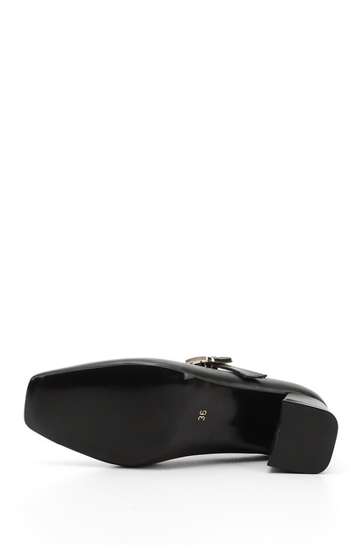GÖNDERİ(R) Women's Black Blunt Toe Square Heel Mary Jane Shoes