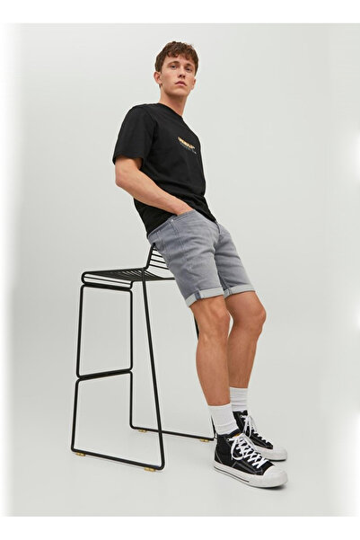 Jack & Jones Normal Bel Normal Gri Erkek Çocuk Denim Şort JJIRICK JJICON SHOR...