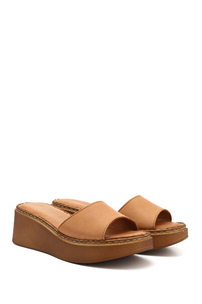 GÖNDERİ(R) Women / Girls Tan Antique Filling Sole Genuine Leather Slippers