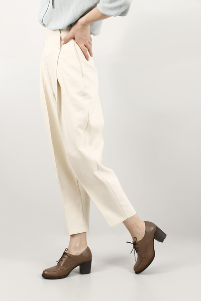 GÖNDERİ(R) Kadın / Kız Vizon Antik Bağcıklı Orta Kalın Topuklu Hakiki Deri Oxford Ayakkabı