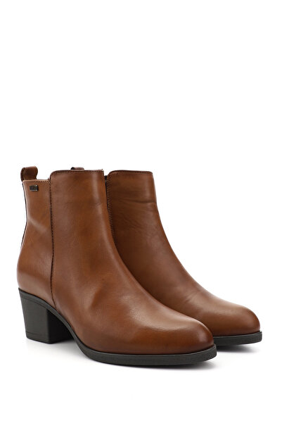 GÖNDERİ(R) Dámské opálené starožitné kozačky z pravé kůže na tlustém podpatku na zip