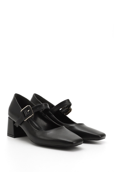 GÖNDERİ(R) Women's Black Blunt Toe Square Heel Mary Jane Shoes