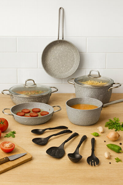 Gigilli يو جرانيت طقم أواني طهي 12 قطعة