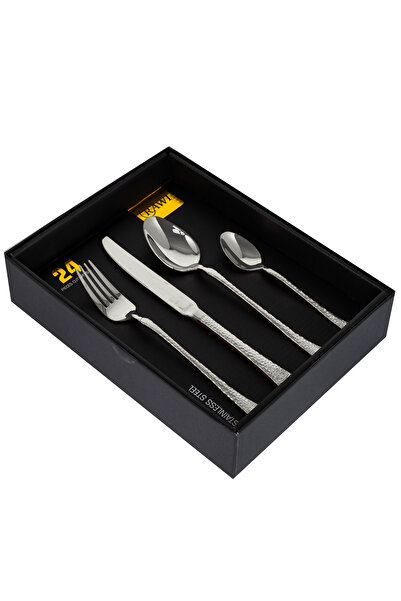 Trendy's 24-piece cutlery set with pattern, stainless steel, for 6 people, RAWI-24MF