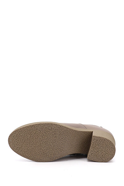 GÖNDERİ(R) Women/Girls Beige Zippered Thick Heeled Genuine Leather Chelsea Boots