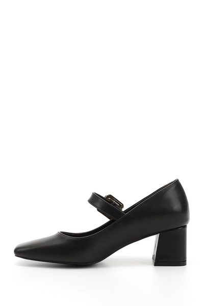 GÖNDERİ(R) Women's Black Blunt Toe Square Heel Mary Jane Shoes