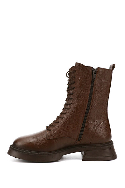 GÖNDERİ(R) Női/lányos barna úszócipzáras vastagtalpú valódi bőr csizma