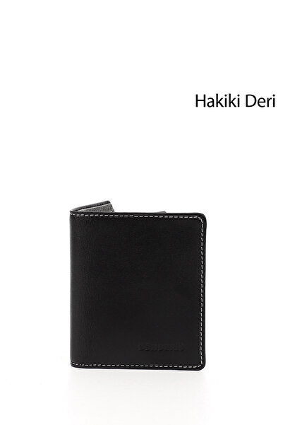GÖNDERİ(R) Чоловічий чорний антрацитовий гаманець з натуральної шкіри