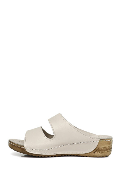 GÖNDERİ(R) Women / Girls Cream Velcro Padding Sole Genuine Leather Slippers