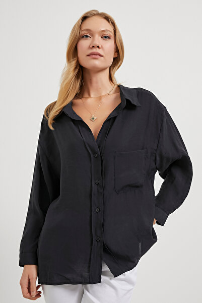 Arma Life Women's Modal Casual Oversize Black Loose Shirt