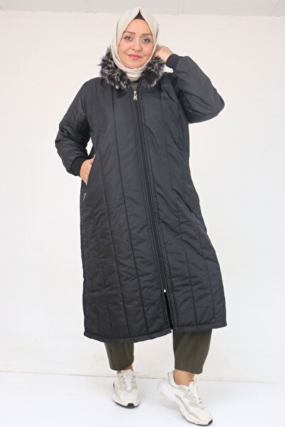 Eslina 33093 Μπουφάν με κουκούλα με καπιτονέ-Μαύρο