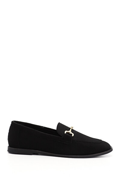 GÖNDERİ(R) Women's Black Suede Blunt Toe Buckle Ballerinas