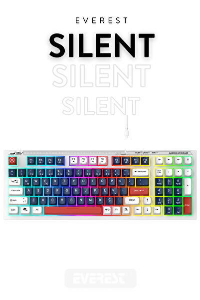 Everest KB-98 Sessiz Rainbow Q Türkçe Klavye Membrane Oyuncu Klavyesi Gaming Klavye