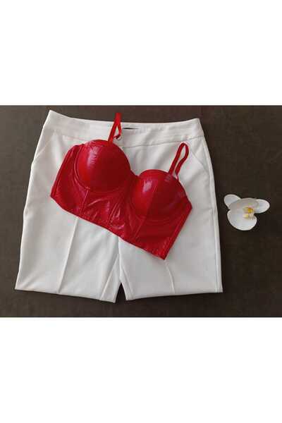 womensWorld1 Costum bustieră din piele lacuită cu sârmă