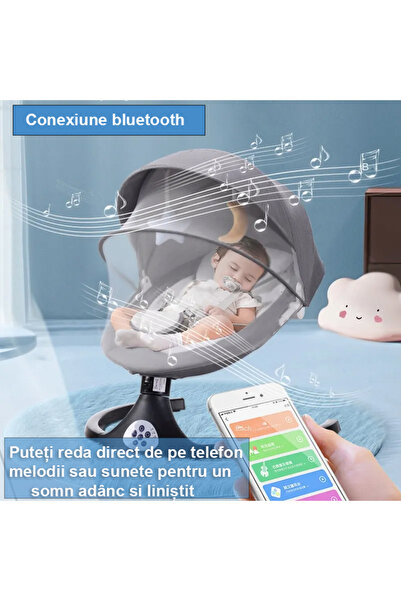 Novastride Electric Swing for Babies and Children,Folding Roof and Protective Net,Remote Control,Bluetooth,Pink