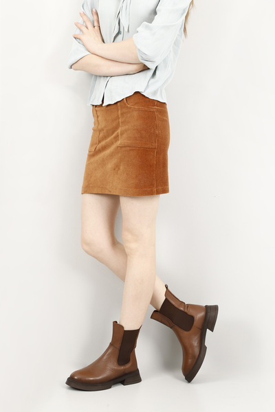 GÖNDERİ(R) Dámské/dívčí boty Chelsea Boots z pravé kůže Tan Floter se silnou podrážkou