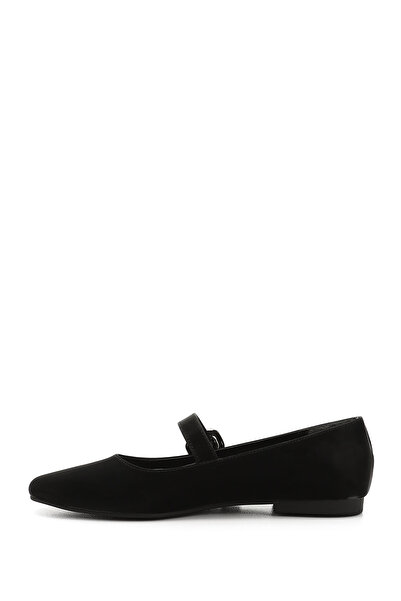 GÖNDERİ(R) Women's Black Satin Stone Ankle Strap Mary Jane Ballerinas