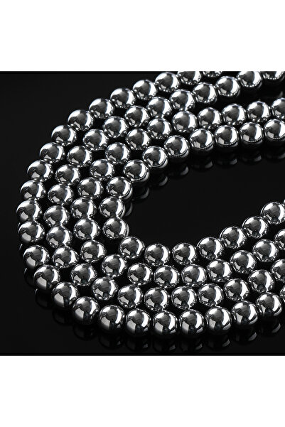 Choice7 4mm about 103pcs Silver 1 Strand 4/6/8/10mm Hematite Natural Stone Be...