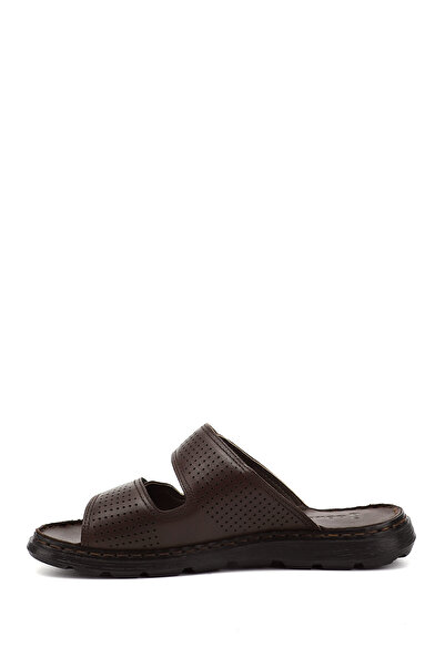 GÖNDERİ(R) Чоловічі коричневі тапочки з подвійною застібкою з натуральної шкіри Comfort