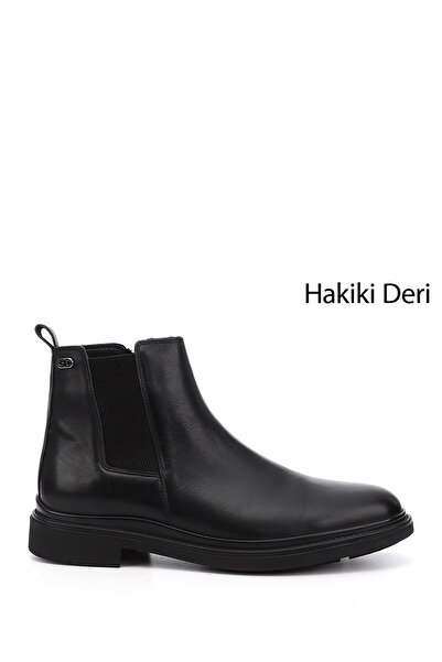 GÖNDERİ(R) Men's Black Zippered Genuine Leather Chelsea Boots