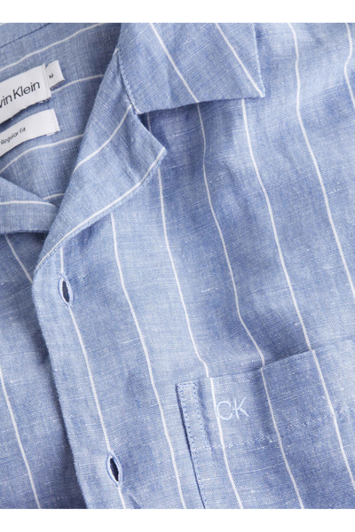 Calvin Klein Slim Fit Düğmeli Yaka Mavi Erkek Gömlek K10K112701C41