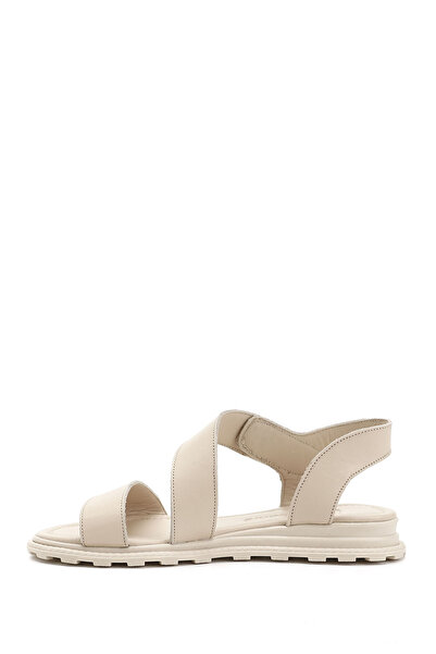 GÖNDERİ(R) Women / Girls Beige Antique Velcro Strap Genuine Leather Sandals