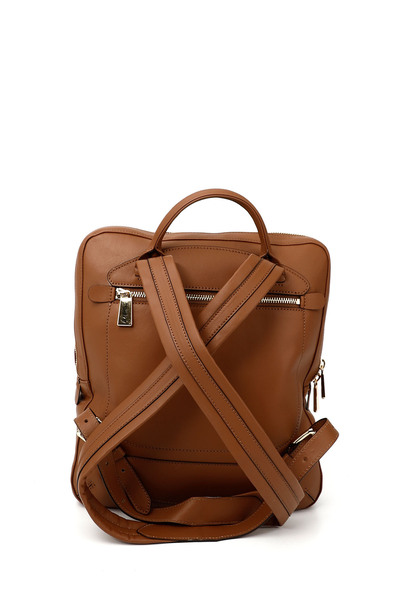 GÖNDERİ(R) Women's Tan Genuine Leather Handbag and Backpack