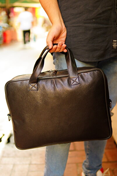 Mocikon Hakiki Deri El Yapımı Unisex Laptop & Evrak Çantası