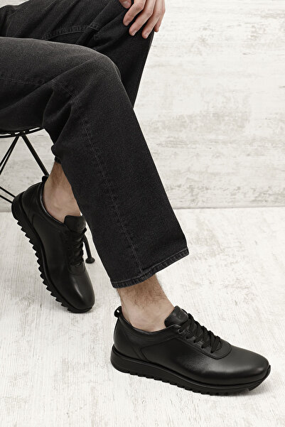 GÖNDERİ(R) Чоловічі чорні шкіряні кросівки на шнурівці