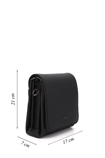 GÖNDERİ(R) BLACK Gön Genuine Leather Medium Size Unisex Shoulder Bag Q3672