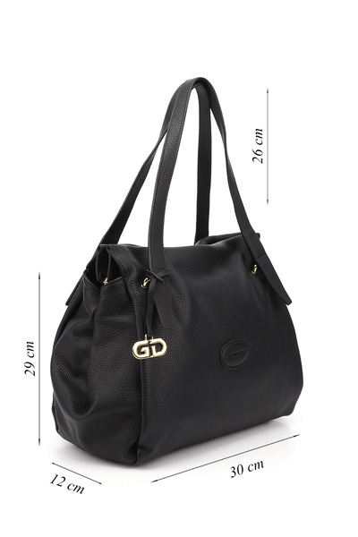 GÖNDERİ(R) BLACK FLOTER Gön Platinum z pravé kůže velké dámské kabelky přes rameno a do ruky B6537