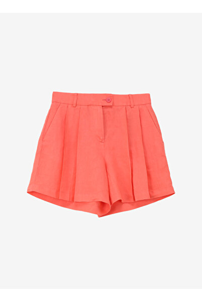 Sisley Mercan Women's High Waisted Wide Fit Linen Shorts 4Aghl9013