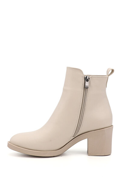 GÖNDERİ(R) Kadın / Kız Bej Çift Fermuarlı Kalın Topuklu Bot
