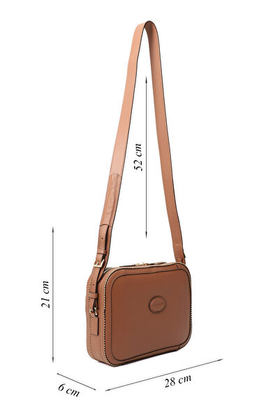 GÖNDERİ(R) Women / Girls Tan Genuine Leather Long Strap Shoulder Bag